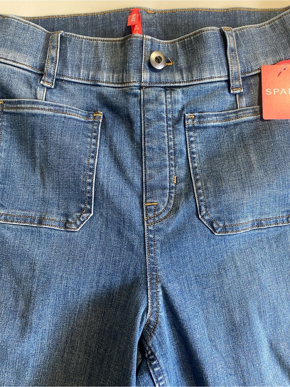 NWT Spanx Cropped Wide Leg Jeans In Shaded Blue - Size M - Picture 5 of 11